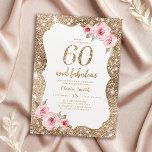 Gnistra guld glitter och rosa blommigt 60 födelsed inbjudningar<br><div class="desc">Faux gnistra glitter bakgrund och blommigt för  rosa med "60 och fantastiska" skript i mitten,  elegant och snyggt,  guldet 60:e underbar.</div>