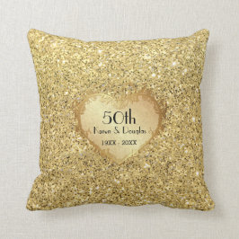 Gnistra Guld Heart 50:e Bröllop-årsdagen Kudde