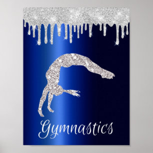 Gnistra Gymnastics för marinblå metall i Silver Poster
