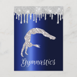Gnistra Gymnastics för marinblå metall i Silver Vykort
