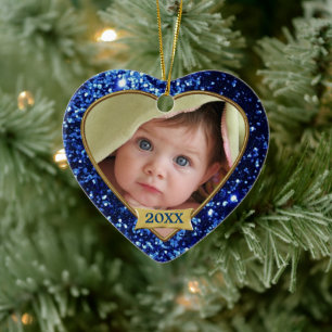 Gnistra Hearts (blå) Photo Ram Ornament