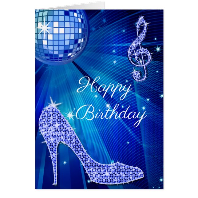 Gnistra Heels Blue Disco Boll Hälsningskort (Framsidan)