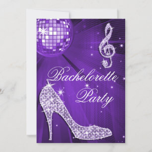 Gnistra Heels Lila Disco Boll Bachelorette Party Inbjudningar