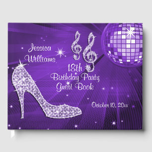 Gnistra Heels Lila Disco Boll Birthday Gästböcker
