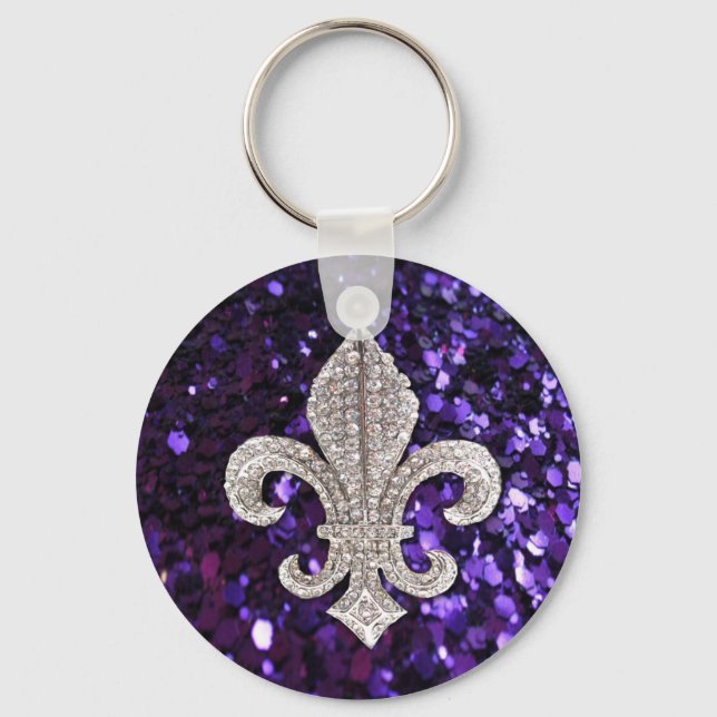 Gnistra jewel Fleur De Lis Lila Nyckelring (Framsida)