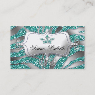 Gnistra Jewelry Affärskort Zebra Krona Teal Visitkort