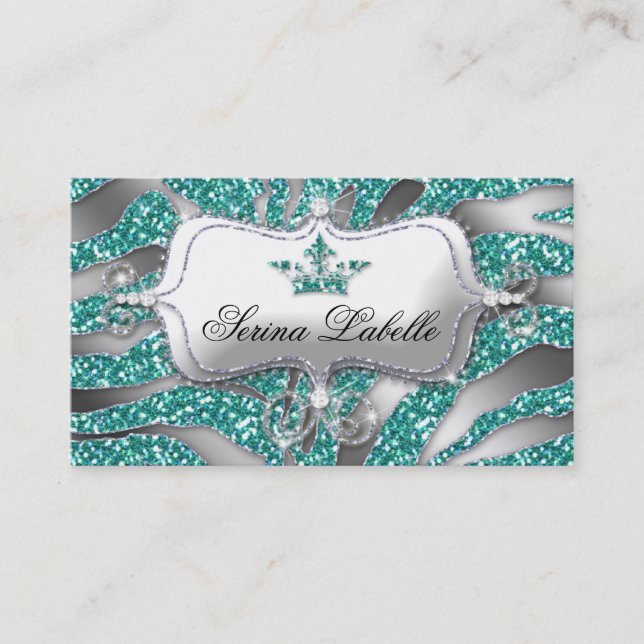 Gnistra Jewelry Affärskort Zebra Krona Teal Visitkort (Framsida)