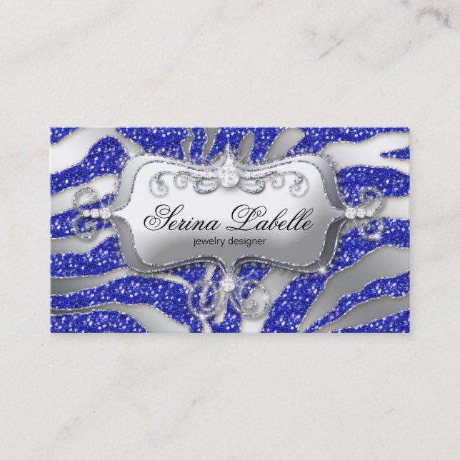 Gnistra Jewelry Affärskort Zebra Silver Blue H Visitkort (Framsida)