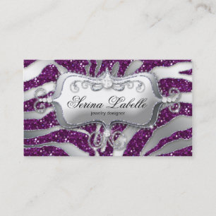 Gnistra Jewelry Affärskort Zebra Silver Lila Visitkort