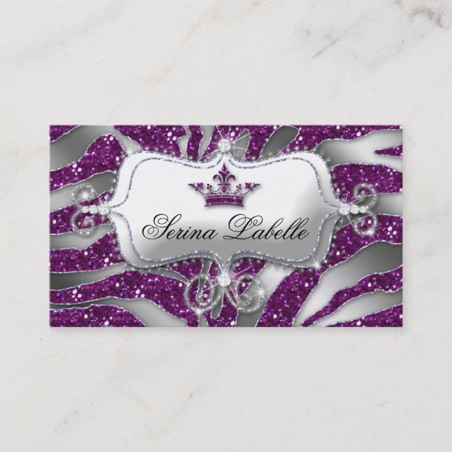 Gnistra Jewelry Zebra Krona Lila Glitter Visitkort (Framsida)
