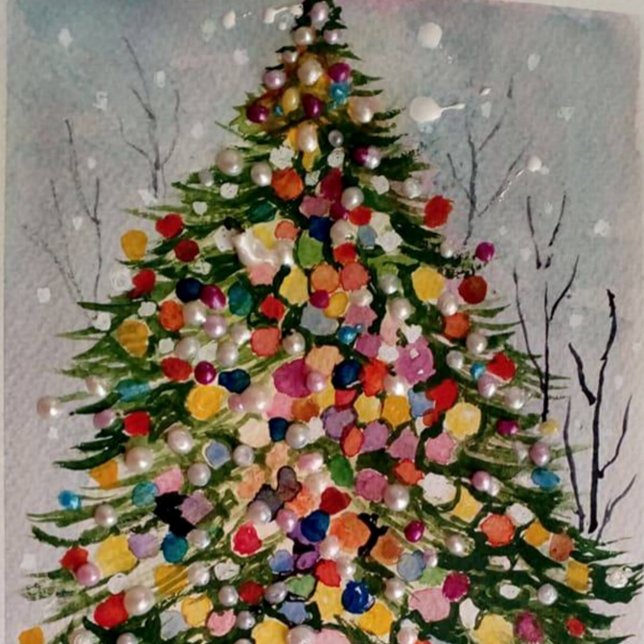 GNISTRA JULGRAN - RUNT KLISTERMÄRKE (Skapare uppladdad)