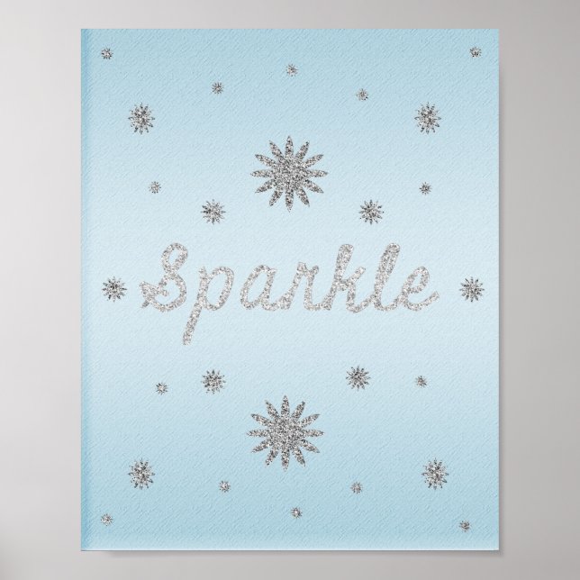 Gnistra Light Blue med Silver Glitter Poster (Framsidan)