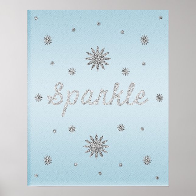 Gnistra Light Blue med Silver Glitter Poster (Framsidan)