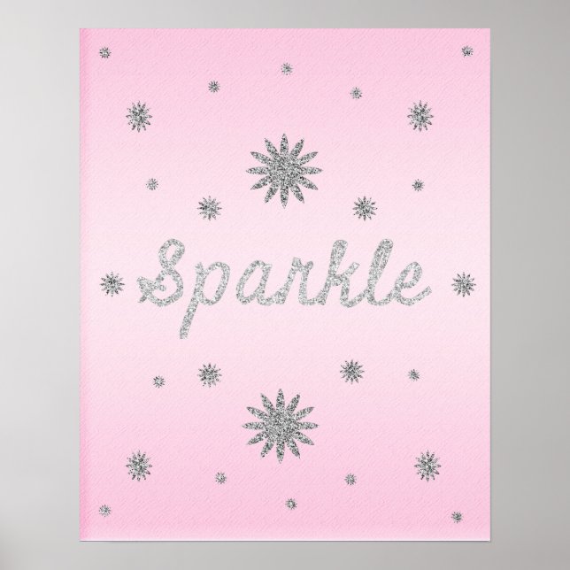 Gnistra Ljus rosa med Silver Glitter Poster (Framsidan)