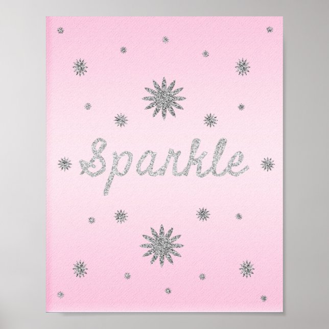 Gnistra Ljus rosa med Silver Glitter Poster (Framsidan)