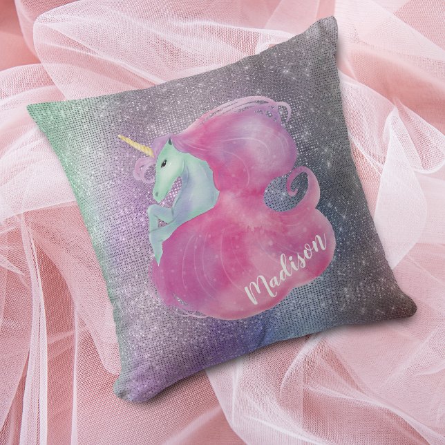 Gnistra Ljus Rosa Unicorn Kudde (Skapare uppladdad)
