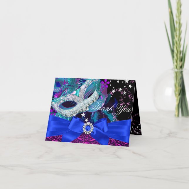 Gnistra Mask & Bow Masquad - tack för ditt kort (Framsida)