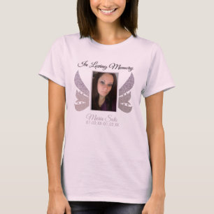 Gnistra Memorial Funeral Burial Glitter Vinge Rosa T Shirt