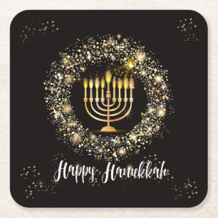 Gnistra Menorah Hanukkah Underlägg Papper Kvadrat