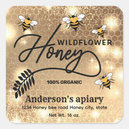 Gnistra modernt etikett för honungsbin i elegant h