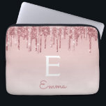 Gnistra Monogram för Glam Rosa ros Guld Glitter Dr Laptop Fodral<br><div class="desc">Rosa - Ro Guld Faux-påfyllning Glitter och Gnistra Elegant Monogram bärbar dator Fodral. Det här monogrammade fodral kan anpassas så att det omfattar ditt första och första namn.</div>