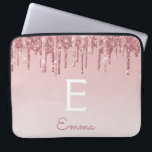 Gnistra Monogram för Glam Rosa ros Guld Glitter Dr Laptop Fodral<br><div class="desc">Rosa - Ro Guld Faux-påfyllning Glitter och Gnistra Elegant Monogram bärbar dator Fodral. Det här monogrammade fodral kan anpassas så att det omfattar ditt första och första namn.</div>