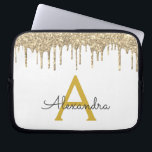 Gnistra Monogram för Vita Guld Glitter Laptop Fodral<br><div class="desc">White and Guld Faux Dripping Modern och Elegant Girly Glitter och Gnistra Elegant Monogram Fodral. Fodral kan anpassas så att det omfattar ditt första och första namn.</div>