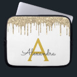 Gnistra Monogram för Vita Guld Glitter Laptop Fodral<br><div class="desc">White and Guld Faux Dripping Modern och Elegant Girly Glitter och Gnistra Elegant Monogram Fodral. Fodral kan anpassas så att det omfattar ditt första och första namn.</div>