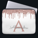 Gnistra Monogram för Vita Rosa ros Guld Glitter Laptop Fodral<br><div class="desc">Vita och Rosa - Ro Guld Faux Dripping Modern och Elegant Girly Glitter och Gnistra Elegant Monogram Fodral. Fodral kan anpassas så att det omfattar ditt första och första namn.</div>