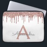 Gnistra Monogram för Vita Rosa ros Guld Glitter Laptop Fodral<br><div class="desc">Vita och Rosa - Ro Guld Faux Dripping Modern och Elegant Girly Glitter och Gnistra Elegant Monogram Fodral. Fodral kan anpassas så att det omfattar ditt första och första namn.</div>