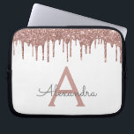 Gnistra Monogram för Vita Rosa ros Guld Glitter Laptop Fodral<br><div class="desc">Vita och Rosa - Ro Guld Faux Dripping Modern och Elegant Girly Glitter och Gnistra Elegant Monogram Fodral. Fodral kan anpassas så att det omfattar ditt första och första namn.</div>