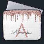 Gnistra Monogram för Vita Rosa ros Guld Glitter Laptop Fodral<br><div class="desc">Vita och Rosa - Ro Guld Faux Dripping Modern och Elegant Girly Glitter och Gnistra Elegant Monogram Fodral. Fodral kan anpassas så att det omfattar ditt första och första namn.</div>