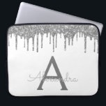 Gnistra Monogram för Vita Silver Glitter<br><div class="desc">White and Silver Faux Dripping Modern och Elegant Girly Glitter och Gnistra Elegant Monogram Fodral. Fodral kan anpassas så att det omfattar ditt första och första namn.</div>