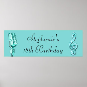 Gnistra Music Note och Retro Microphone Birthday Poster