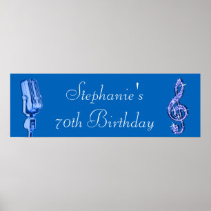 Gnistra Music Note och Retro Microphone Birthday Poster
