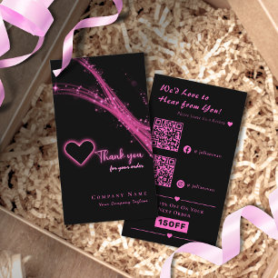 Gnistra Neon Rosa Glitter Heart QR- kod Tack Visitkort
