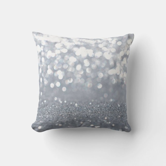 Gnistra och glänsande silver glitter abstrakt kudde (Framsida)