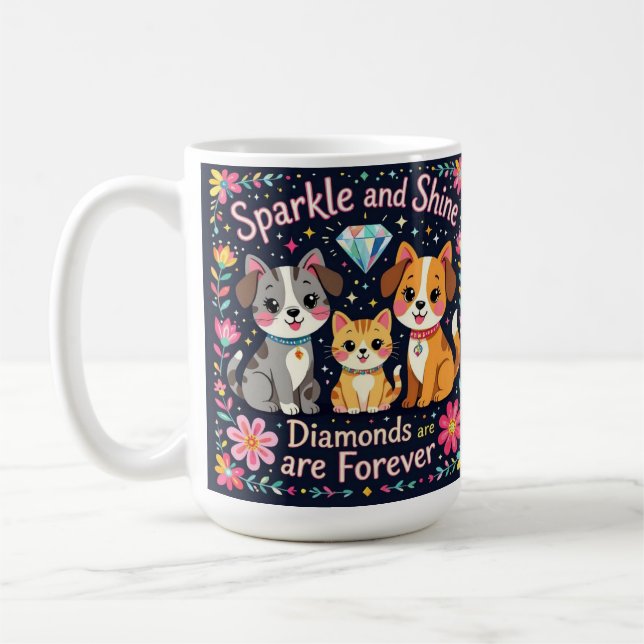Gnistra och lys diamanter är för evigt kaffemugg (Vänster)