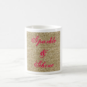 Gnistra och Shine Faux Guld Glitter och Shock rosa Kaffemugg