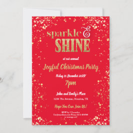 Gnistra och Shine Guld jul, Party Red Inbjudningar