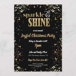 Gnistra och Shine Guld Svarte jul Party Inbjudningar