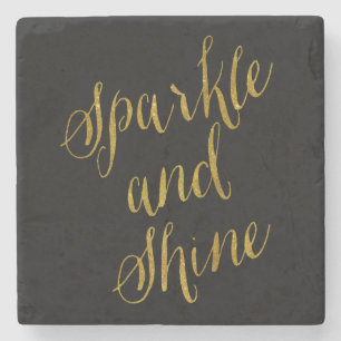 Gnistra och Shine Quote Faux Gold Foil Sparkly Stenunderlägg