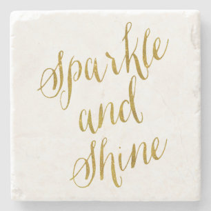 Gnistra och Shine Quote Faux Gold Foil Sparkly Underlägg Sten