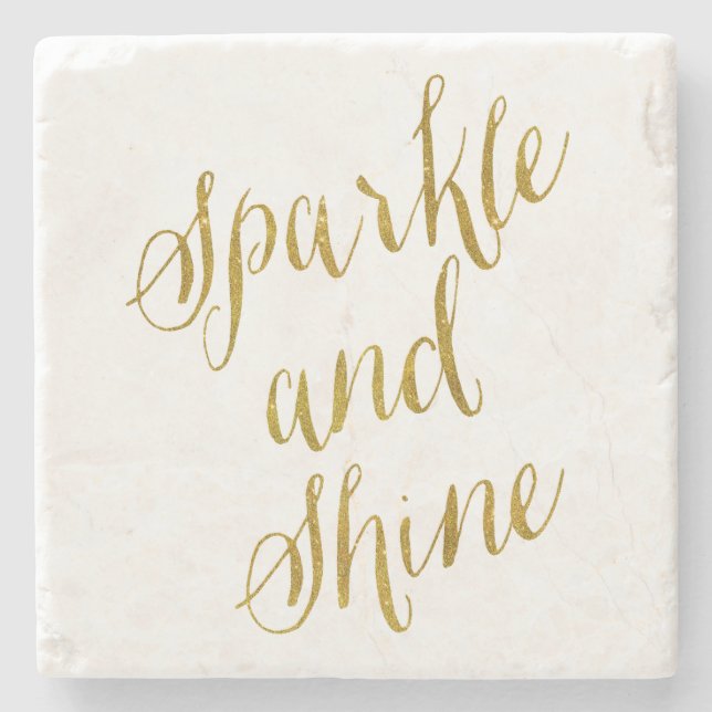 Gnistra och Shine Quote Faux Gold Foil Sparkly Underlägg Sten (Framsidan)