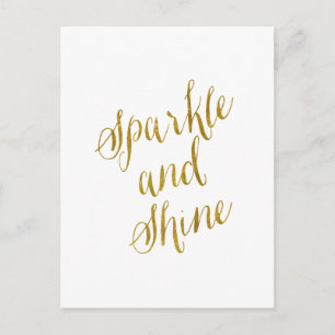 Gnistra och Shine Quote Faux Gold Foil Sparkly Vykort