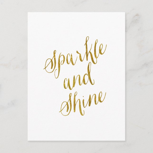 Gnistra och Shine Quote Faux Gold Foil Sparkly Vykort (Framsida)