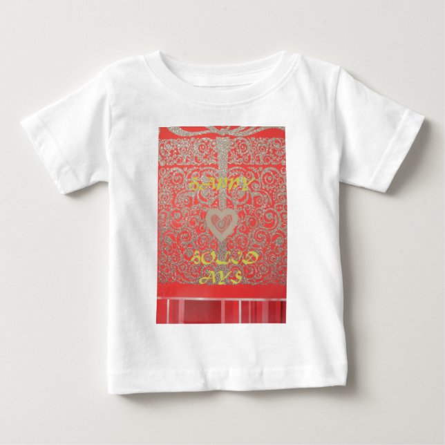 Gnistra och Shine: Red Glitter Heart Lycklig Helgd T-shirt (Framsida)