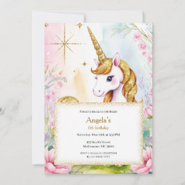 Gnistra och Shine Unicorn Birthday Girls Inbjudningar
