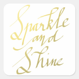 Gnistra och skuggskript för Guld-typografi Fyrkantigt Klistermärke