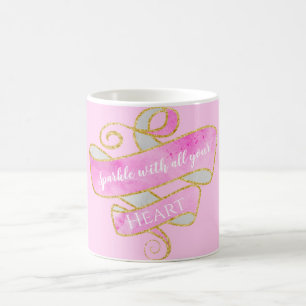 Gnistra om Guld om om om Söt vid Rosa vid Glit Kaffemugg